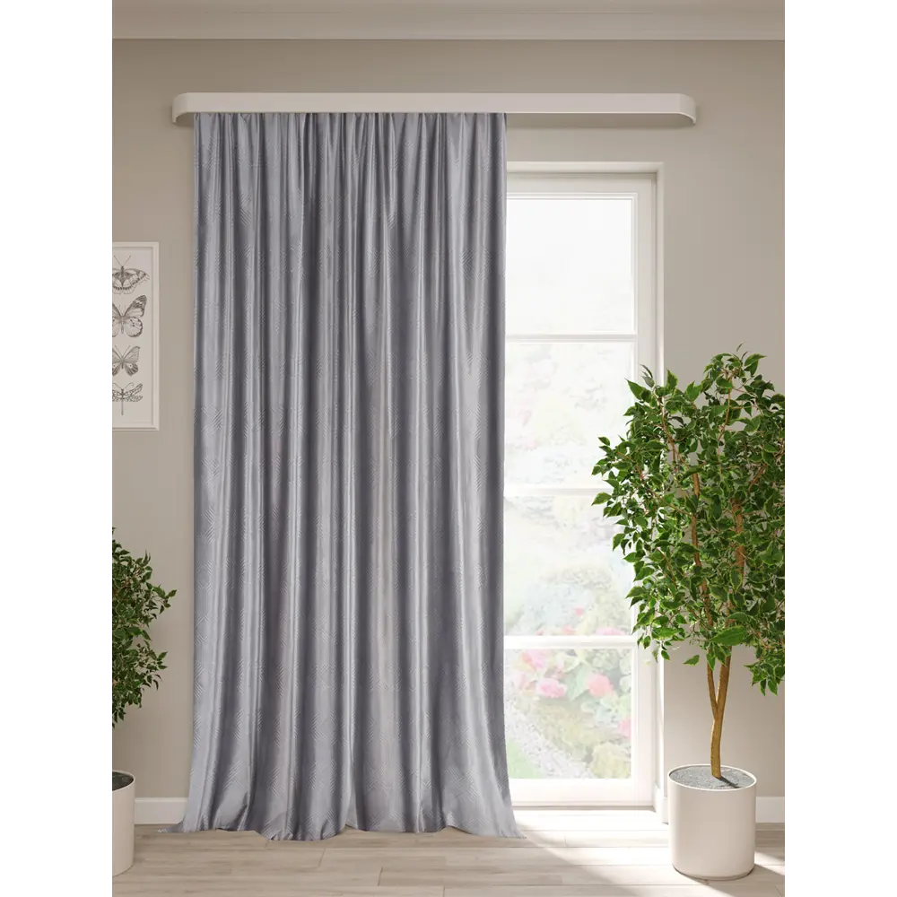 Фото Штора на шторной ленте Велда 200x270 см цвет серо-фиолетовый Фото Штора на шторной ленте Велда 200x270 см цвет серо-фиолетовый