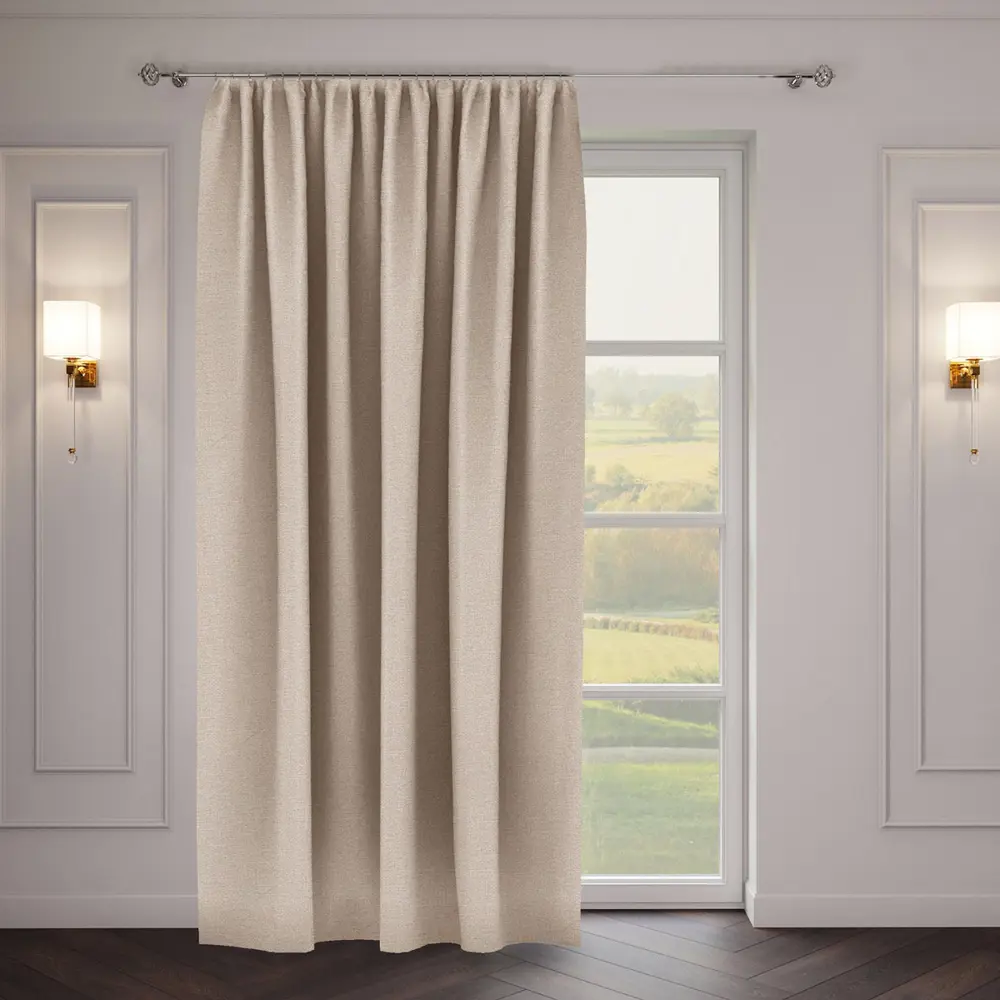 Фото Штора на шторной ленте Стиль 200x270 см цвет экрю Фото Штора на шторной ленте Стиль 200x270 см цвет экрю