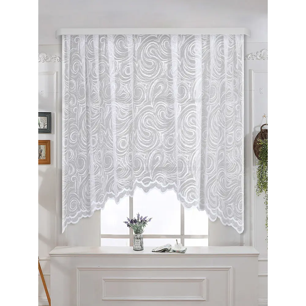 Фото Тюль на шторной ленте для кухни Петти 300x170 см цвет белый Фото Тюль на шторной ленте для кухни Петти 300x170 см цвет белый