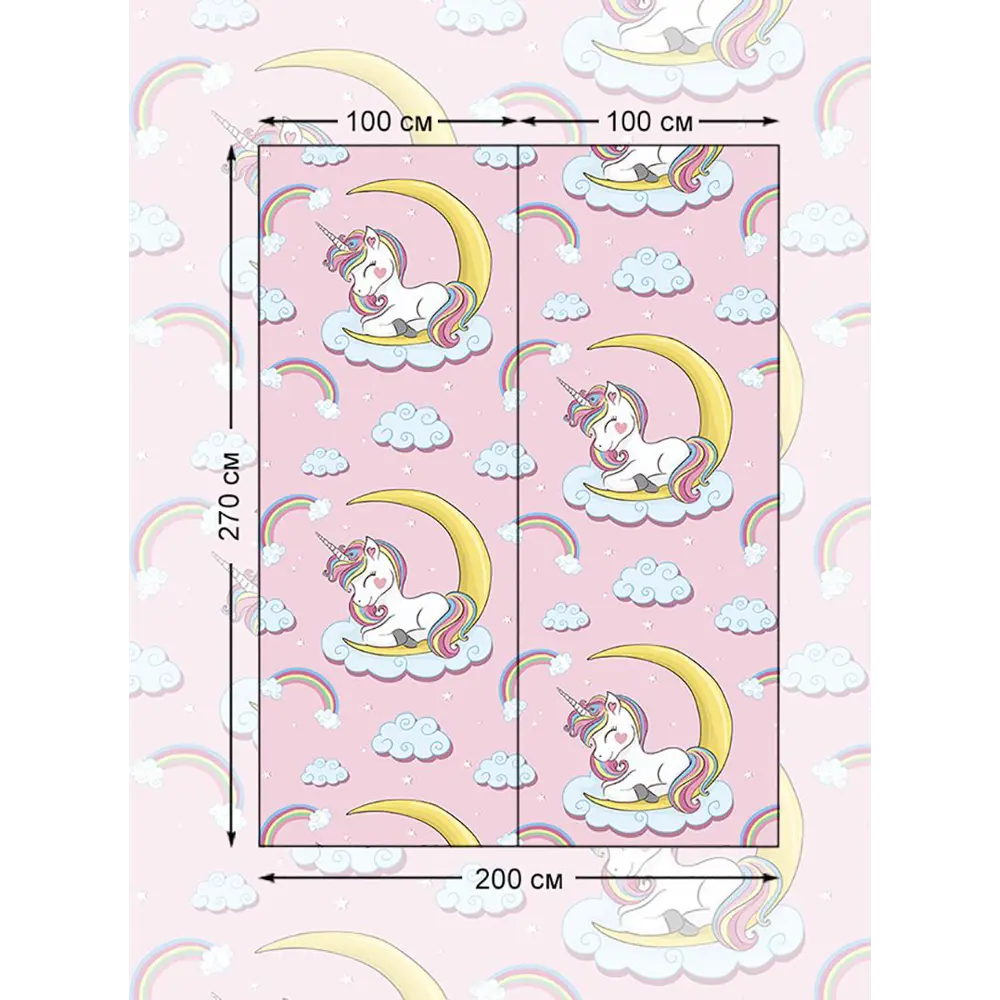 Фото 2 Фотообои флизелиновые Bartonwall 200x270 см Детские Единорог Фото 2 Фотообои флизелиновые Bartonwall 200x270 см Детские Единорог