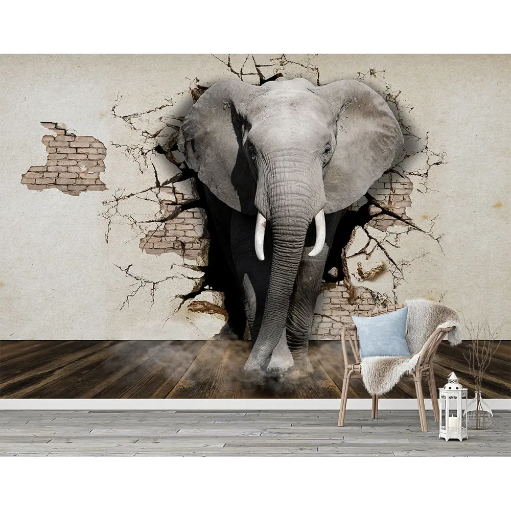 Фото Фотообои флизелиновые Bartonwall 400x270 см 3Д Слон Фото Фотообои флизелиновые Bartonwall 400x270 см 3Д Слон