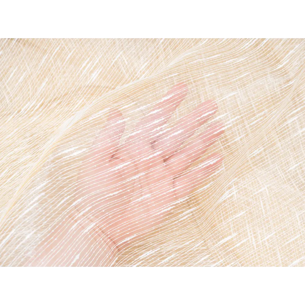 Фото 5 Тюль на шторной ленте Дождик YML2249 400x260 см полоски цвет бежевый