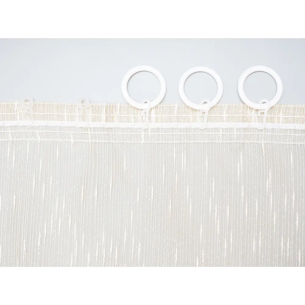 Фото 7 Тюль на шторной ленте Дождик YML2250 400x270 см полоски цвет бежевый