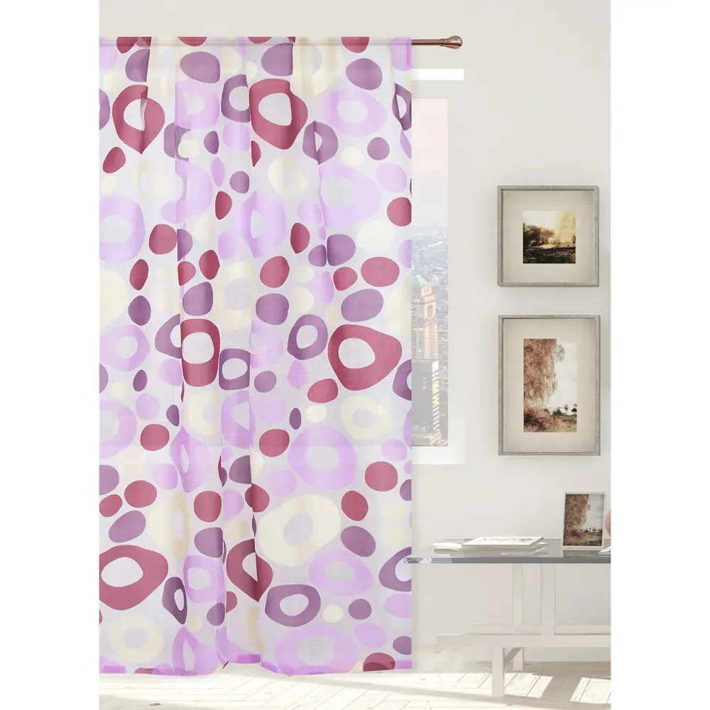 Фото 2 Тюль на шторной ленте Калейдоскоп 260x250 см цвет сиреневый Фото 2 Тюль на шторной ленте Калейдоскоп 260x250 см цвет сиреневый