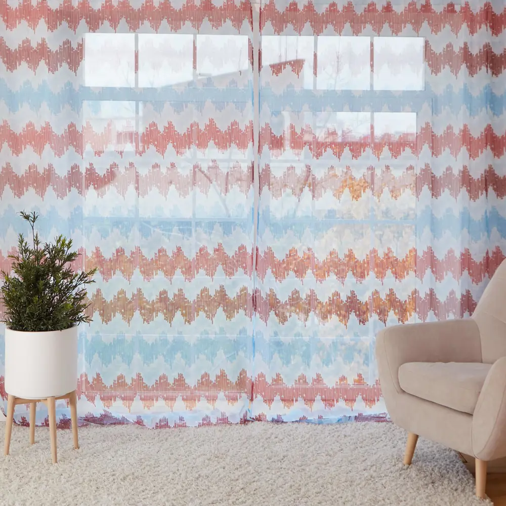 Фото Тюль на шторной ленте Вилия 2 145x270 см цвет голубой