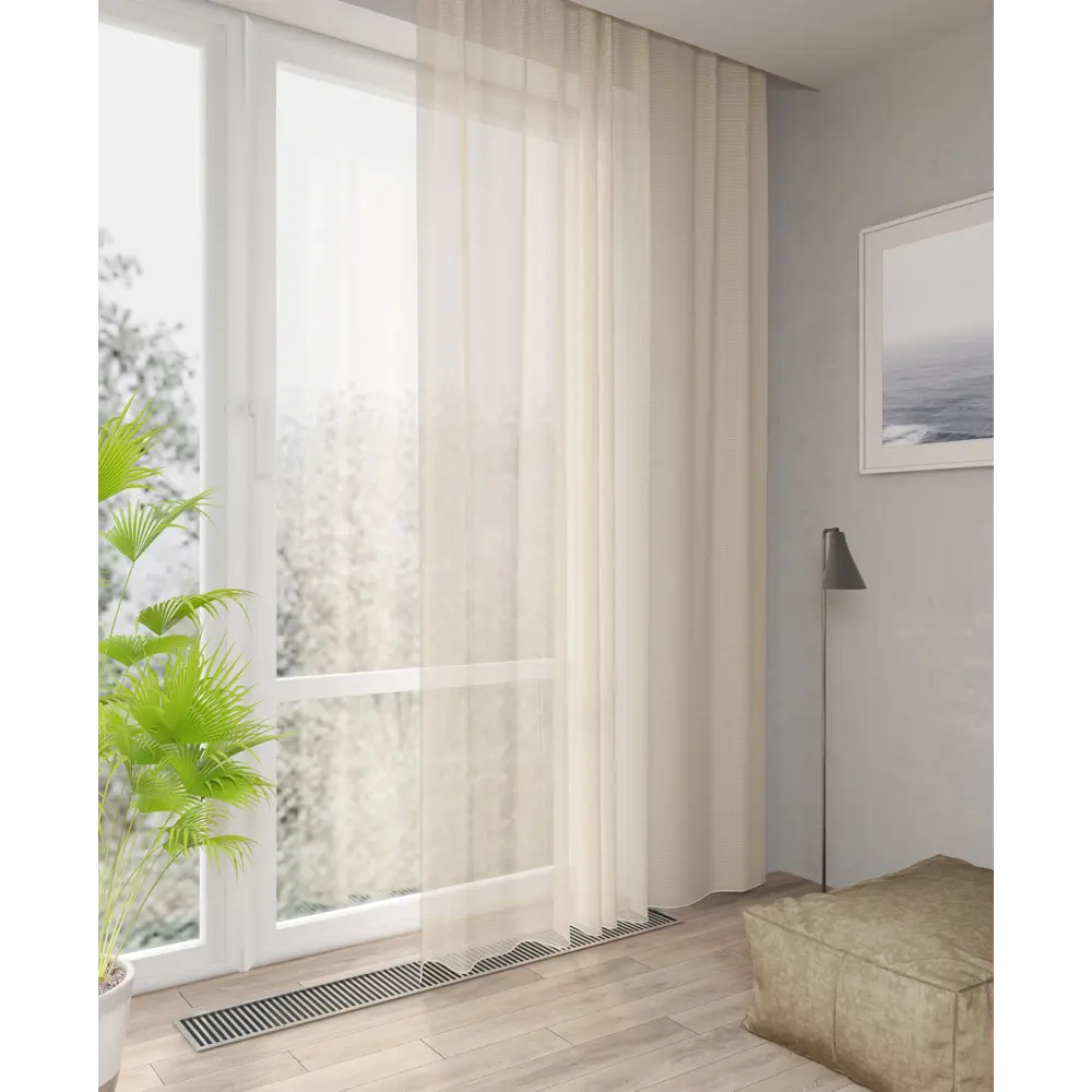 Фото Тюль на шторной ленте органза 400x260 см цвет бежевый Фото Тюль на шторной ленте органза 400x260 см цвет бежевый