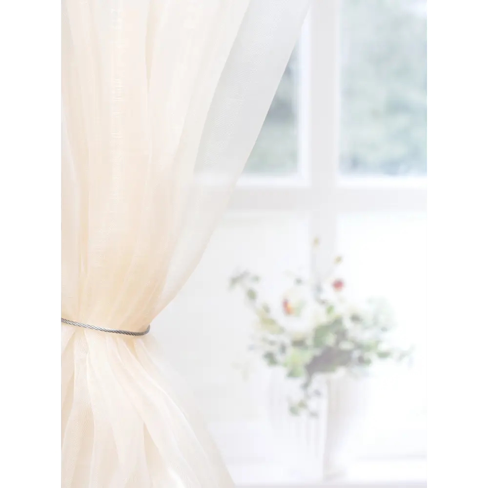 Фото 7 Тюль на шторной ленте органза 300x260 см цвет бежевый Фото 7 Тюль на шторной ленте органза 300x260 см цвет бежевый