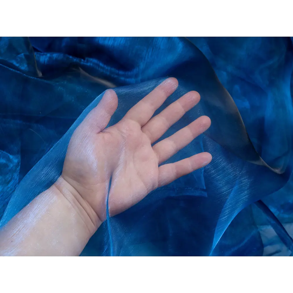 Фото 3 Тюль на шторной ленте органза однотонная 400x250 см цвет синий Фото 3 Тюль на шторной ленте органза однотонная 400x250 см цвет синий