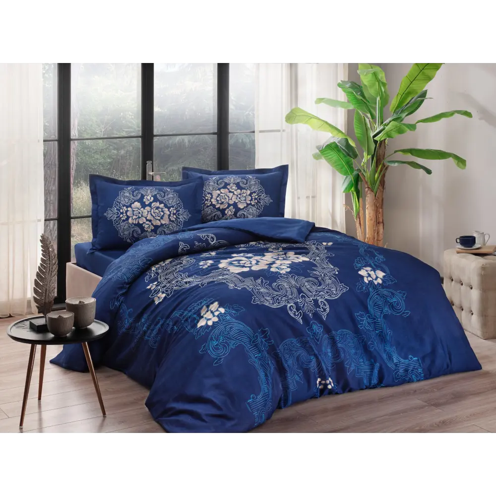 Фото Комплект постельного белья Tac Saten 3254-64168, евро, сатин цвет синий Фото Комплект постельного белья Tac Saten 3254-64168, евро, сатин цвет синий