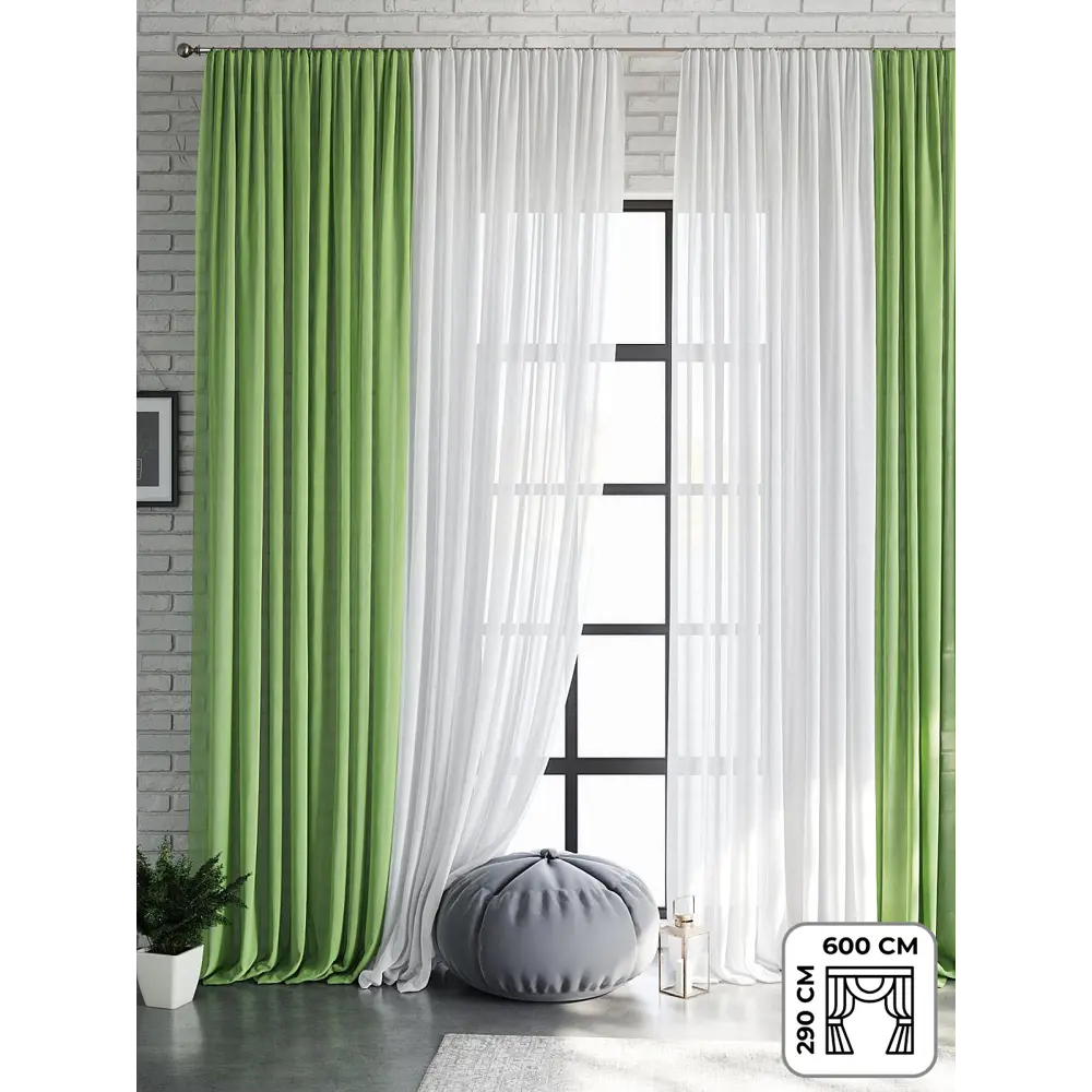 Фото Тюль на шторной ленте Helga Дамос 600x290 цвет зеленый Фото Тюль на шторной ленте Helga Дамос 600x290 цвет зеленый