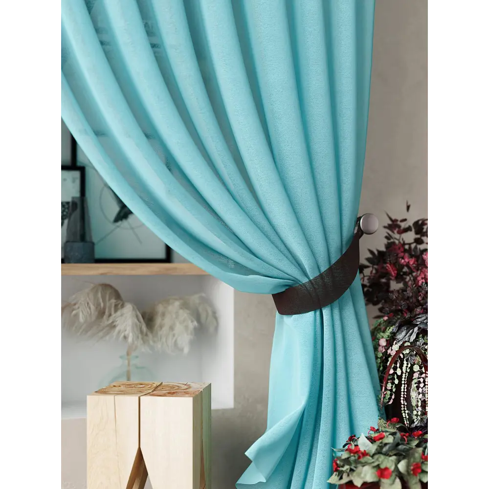 Фото 2 Тюль на шторной ленте Helga Нариа 300x290 цвет коричнево-бирюзовый