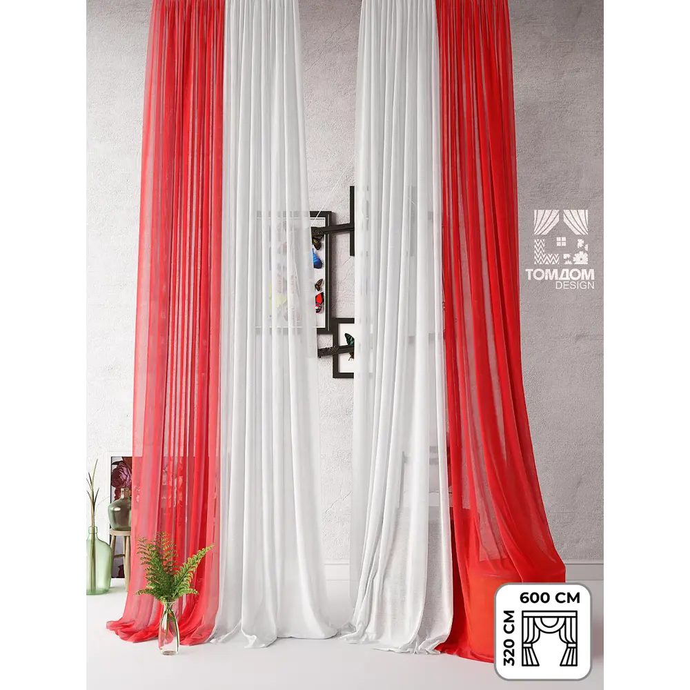 Фото Тюль на шторной ленте Helga Борлей 600x320 цвет красный Фото Тюль на шторной ленте Helga Борлей 600x320 цвет красный