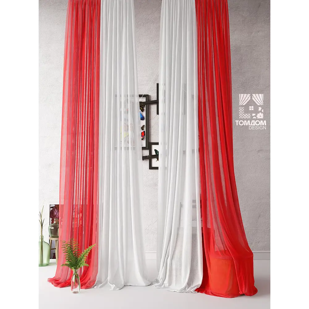 Фото 4 Тюль на шторной ленте Helga Борлей 600x320 цвет красный Фото 4 Тюль на шторной ленте Helga Борлей 600x320 цвет красный
