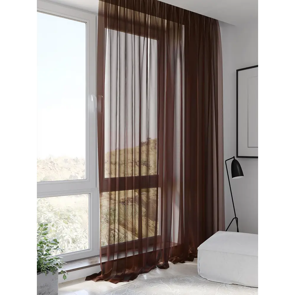 Фото Тюль на шторной ленте Helga Троелс 600x260 цвет венге