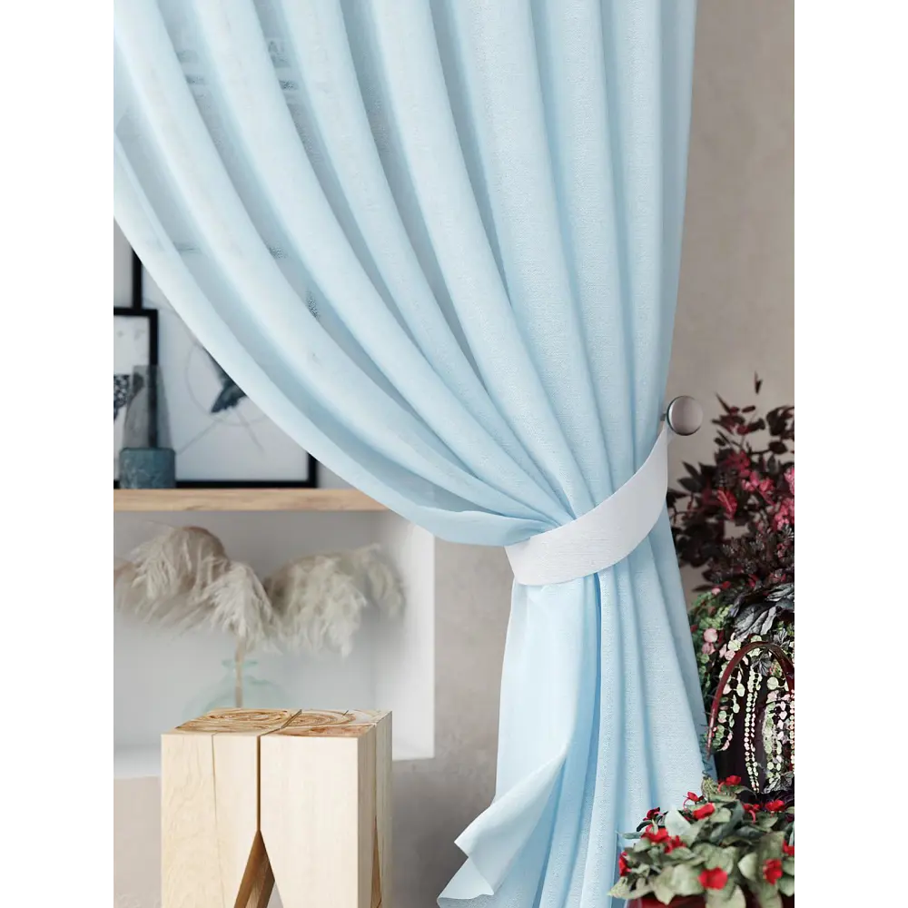 Фото 9 Тюль на шторной ленте Helga Нариа 300x260 цвет голубой