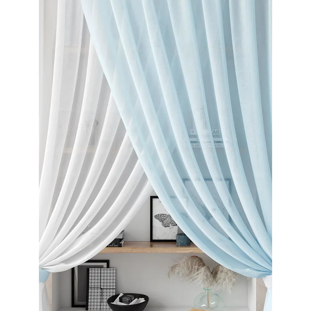 Фото 5 Тюль на шторной ленте Helga Нариа 300x280 цвет голубой