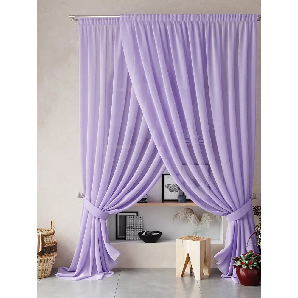 Фото 7 Тюль на шторной ленте Helga Нариа 300x290 цвет сиреневый