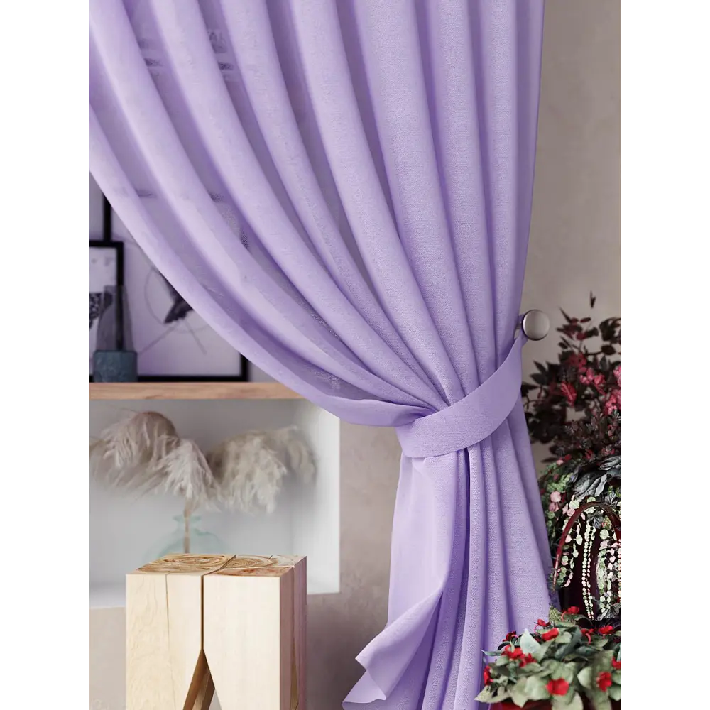 Фото 5 Тюль на шторной ленте Helga Нариа 300x290 цвет сиреневый