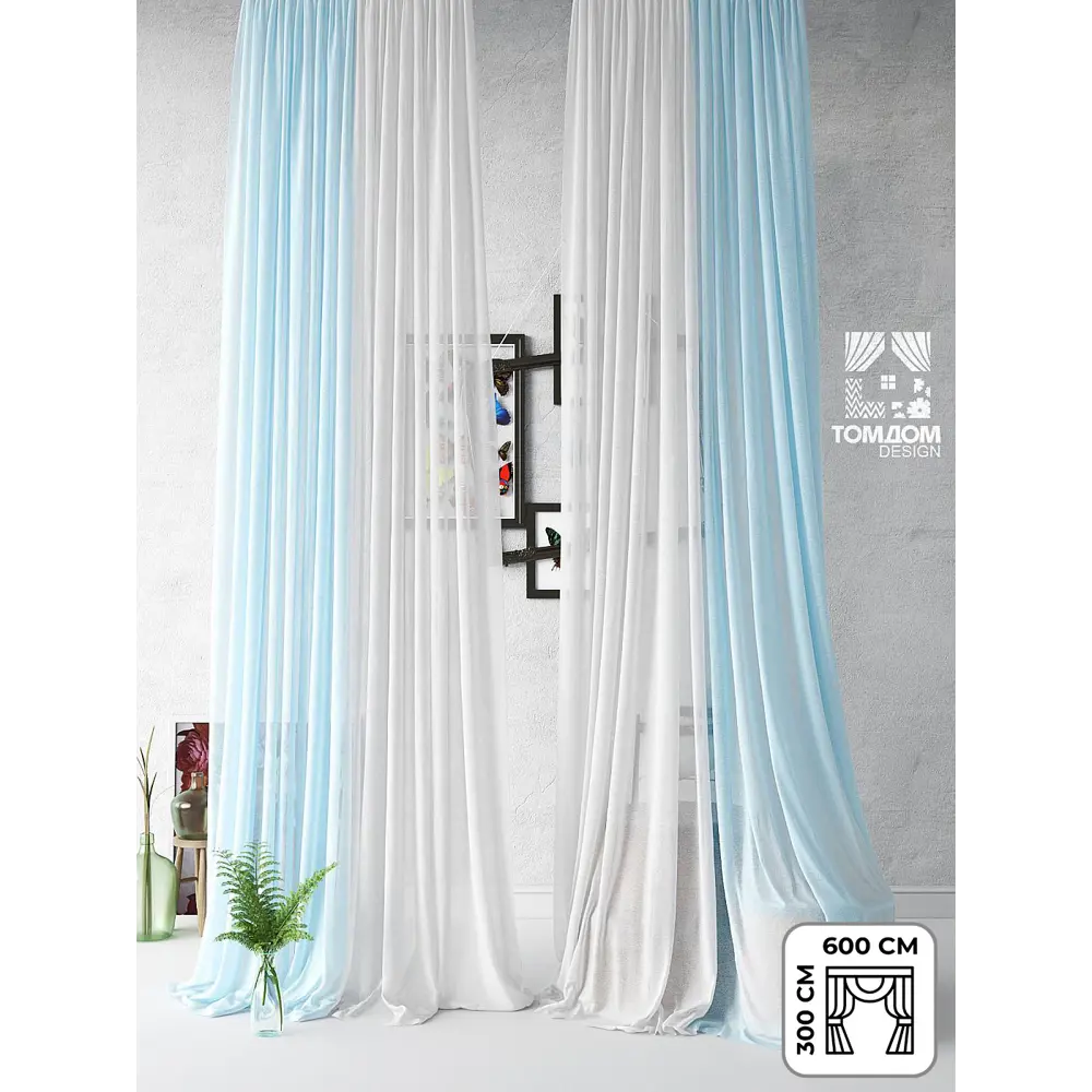 Фото Тюль на шторной ленте Helga Квирин 600x300 цвет голубой Фото Тюль на шторной ленте Helga Квирин 600x300 цвет голубой