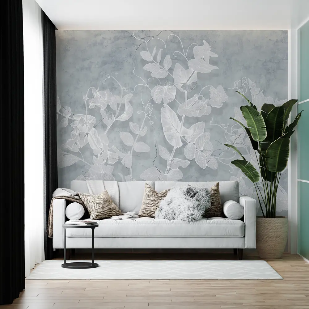 Фото Фотообои флизелиновые с виниловым покрытием Luxury Walls AM07803G Голубые листья 300x270 см Фото Фотообои флизелиновые с виниловым покрытием Luxury Walls AM07803G Голубые листья 300x270 см