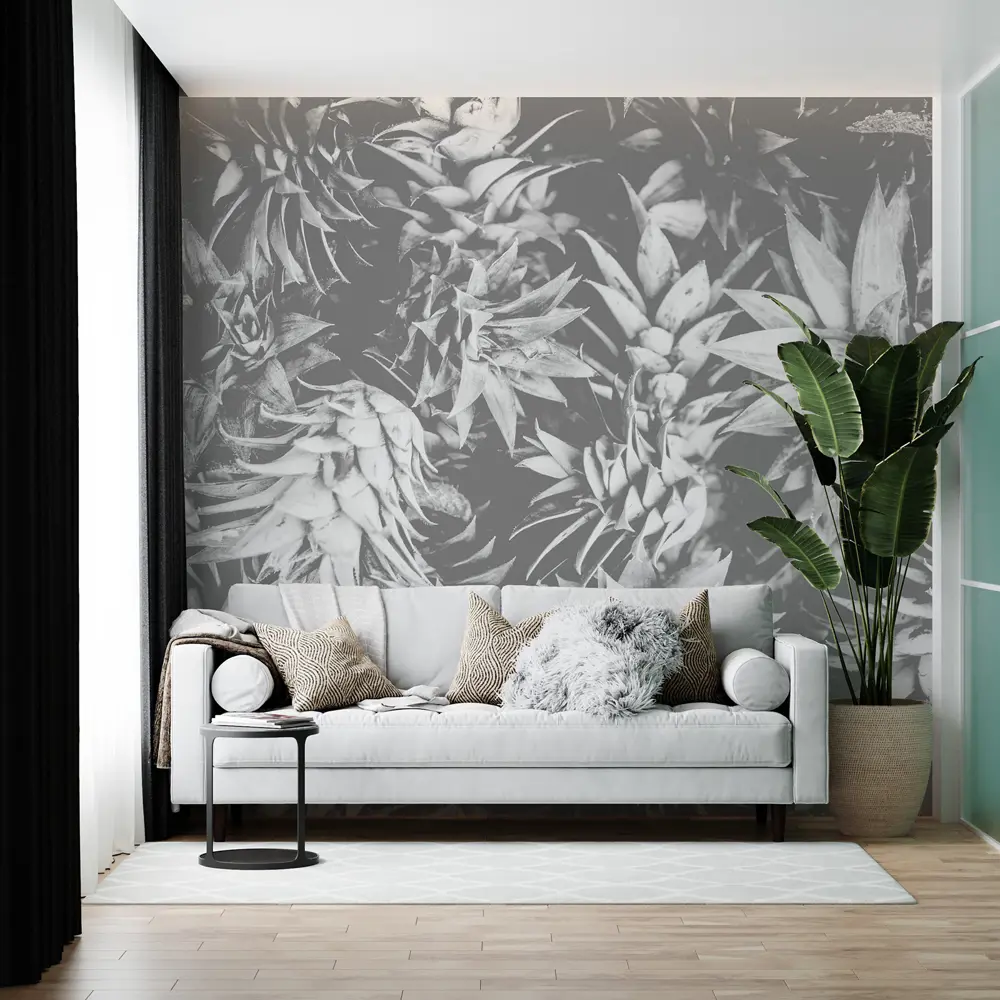 Фото Фотообои флизелиновые с виниловым покрытием Luxury Walls AM00803BW "Листья ананаса" 300x270 см Фото Фотообои флизелиновые с виниловым покрытием Luxury Walls AM00803BW "Листья ананаса" 300x270 см