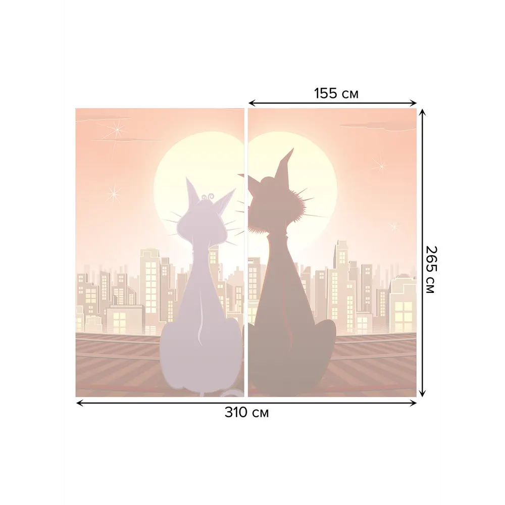 Фото 3 Тюль Joyarty на шторной ленте Влюбленность у котов 310x265 см цвет коричневый Фото 3 Тюль Joyarty на шторной ленте Влюбленность у котов 310x265 см цвет коричневый