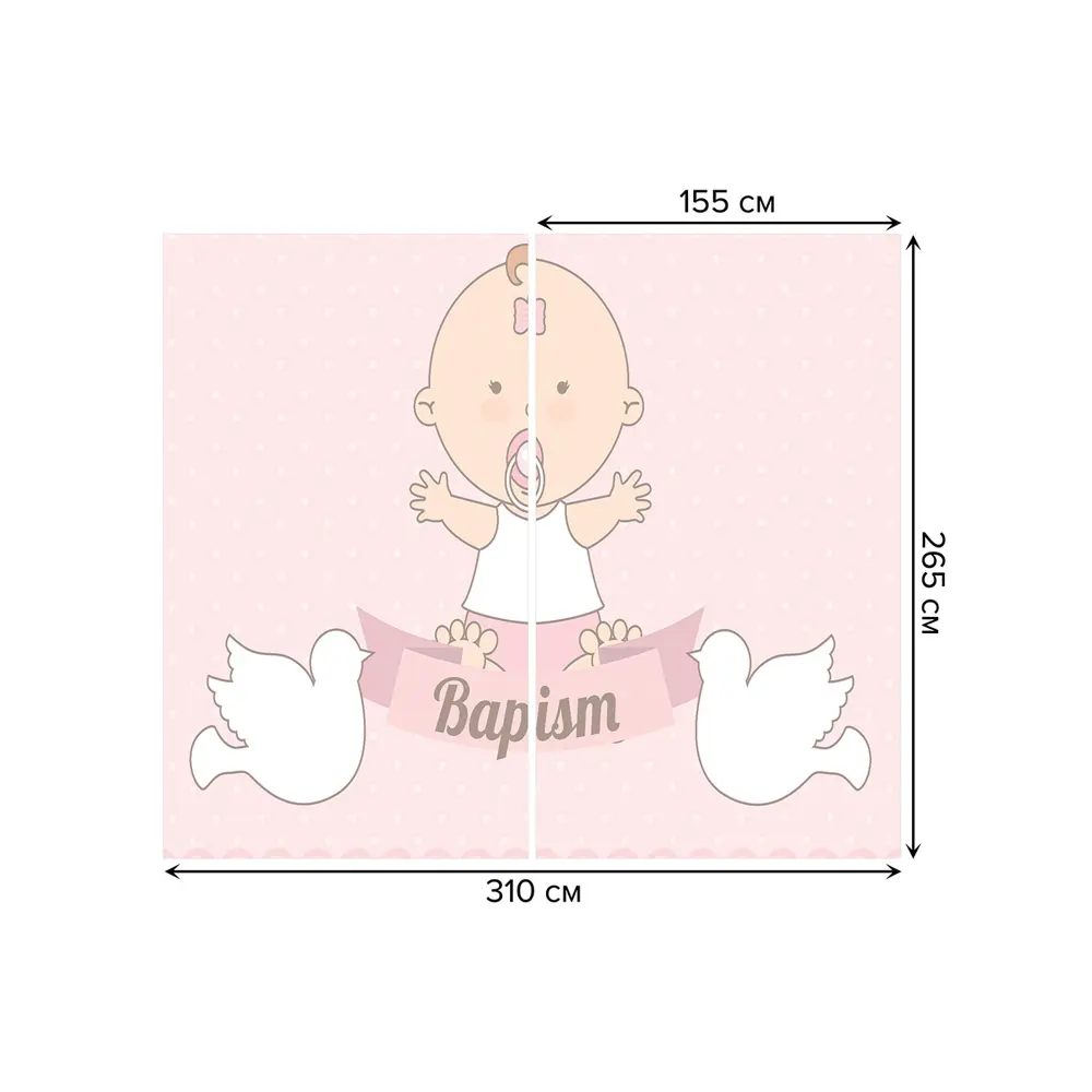 Фото 3 Тюль Joyarty на шторной ленте Приветливый малыш 310x265 см цвет светло-розовый