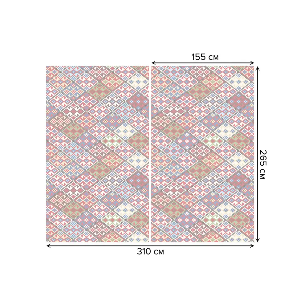 Фото 3 Тюль Joyarty на шторной ленте Плитка с орнаментом 310x265 см цвет розовый