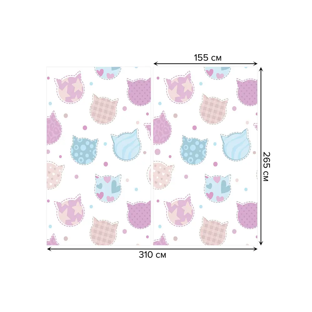 Фото 3 Тюль Joyarty на шторной ленте Тканевые котики 310x265 см цвет фиолетовый