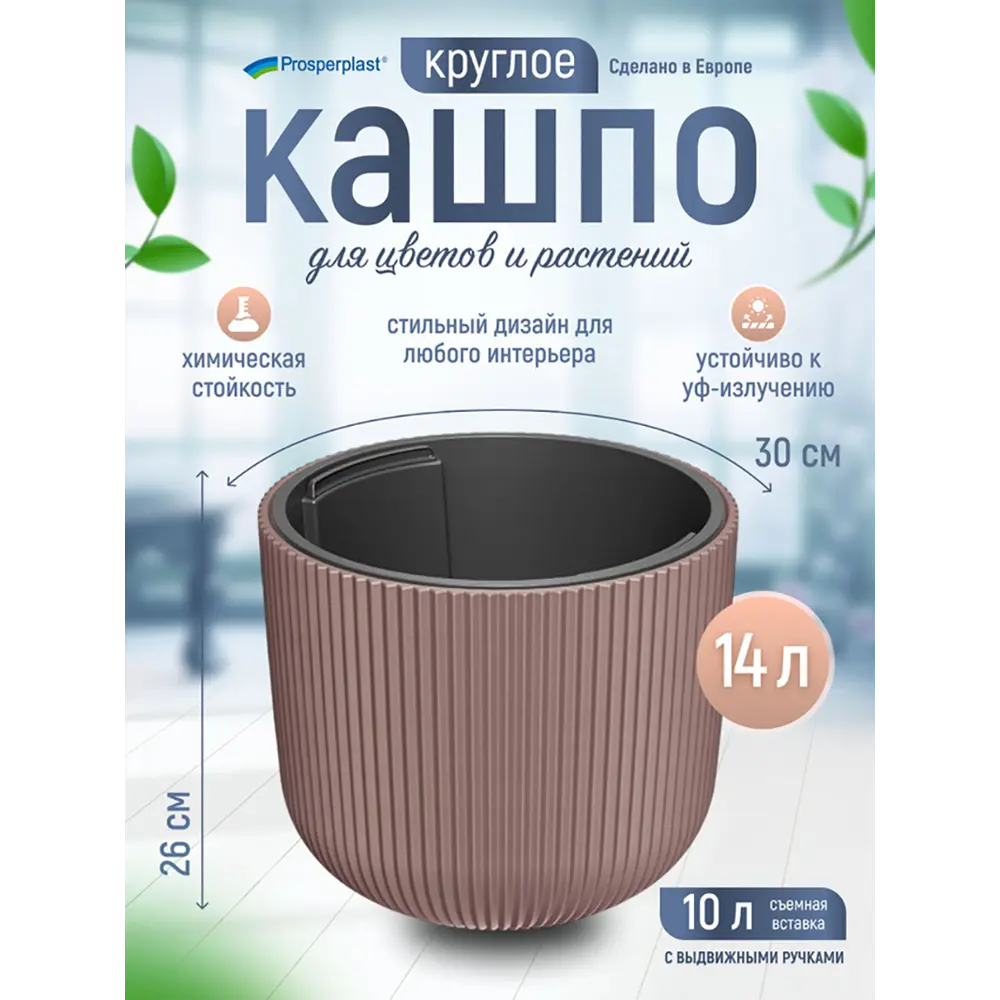 Фото 8 Кашпо Milly Prosperplast d 30 см 26 см 14 л полипропилен красный без автополива Фото 8 Кашпо Milly Prosperplast d 30 см 26 см 14 л полипропилен красный без автополива
