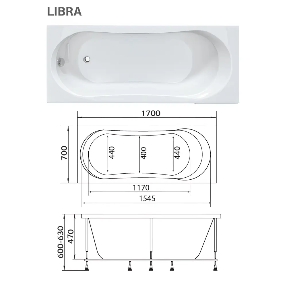 Фото 3 Прямоугольная ванна 1marka LIBRA 01ли1770кп_nvsb акрил 170x70см Фото 3 Прямоугольная ванна 1marka LIBRA 01ли1770кп_nvsb акрил 170x70см