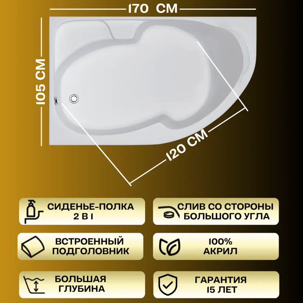 Фото 5 Ванна 1marka 01ди1710лкс2+_nvsb акрил 170x105см Фото 5 Ванна 1marka 01ди1710лкс2+_nvsb акрил 170x105см