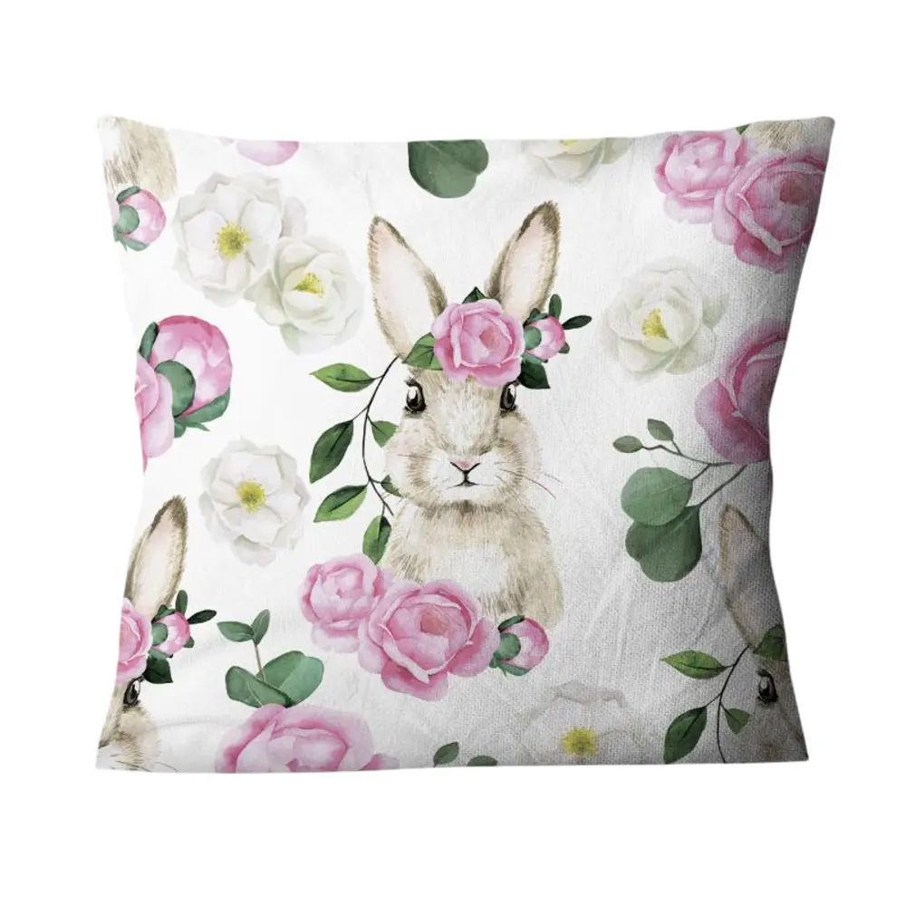 Фото Подушка декоративная Zaberite Зайки и Цветы Зайка на лугу 8030, 40x40 см Фото Подушка декоративная Zaberite Зайки и Цветы Зайка на лугу 8030, 40x40 см