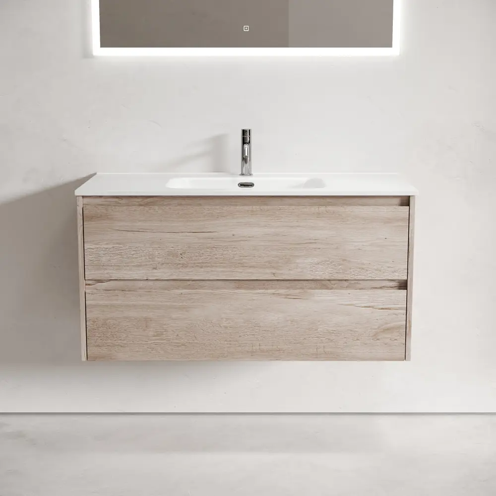 Фото Тумба подвесная SANCOS Libra LB1EG 99x45x50 c двумя ящиками оснащенными доводчиками, дуб галифакс натуральный Фото Тумба подвесная SANCOS Libra LB1EG 99x45x50 c двумя ящиками оснащенными доводчиками, дуб галифакс натуральный