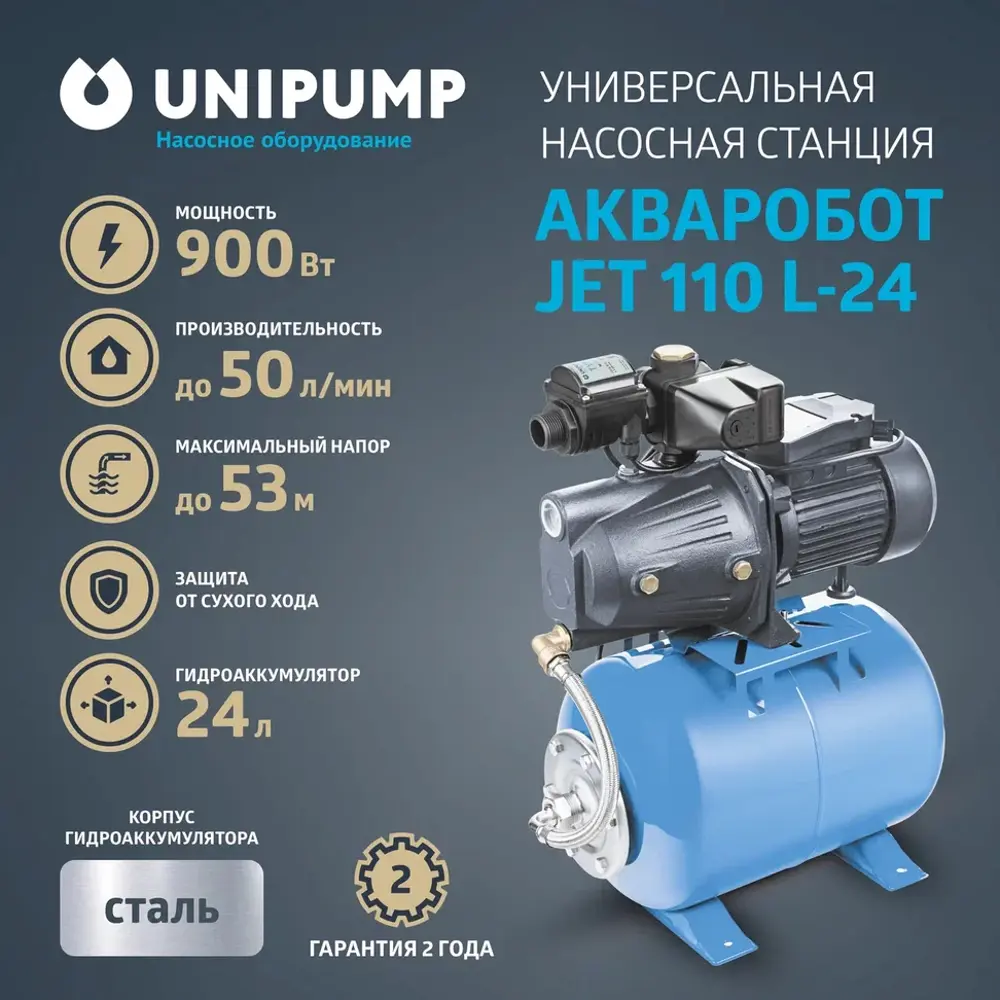 Фото Насосная станция Unipump Акваробот JET 110 L-24 Фото Насосная станция Unipump Акваробот JET 110 L-24