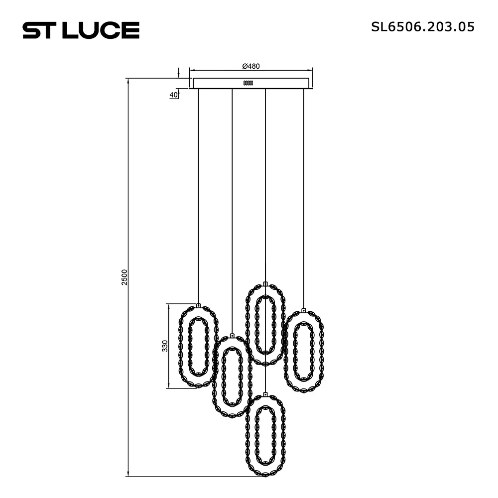 Фото 2 Светильник подвесной светодиодный ST Luce Allungo Sl6506.203.05 16 м² теплый белый (желтый) свет цвет золотистый Фото 2 Светильник подвесной светодиодный ST Luce Allungo Sl6506.203.05 16 м² теплый белый (желтый) свет цвет золотистый