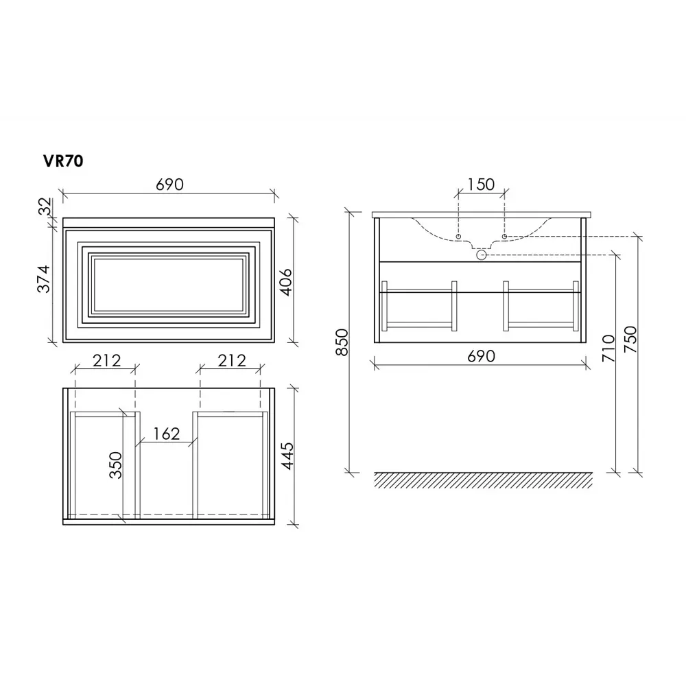 Фото 3 Тумба под раковину Sancos Very 70 Doha Soft VR70SM подвесная Фото 3 Тумба под раковину Sancos Very 70 Doha Soft VR70SM подвесная