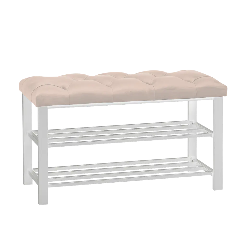 Фото 4 Подставка для обуви Обивка 18 79x51x35 см 2 полки металл цвет бежевый