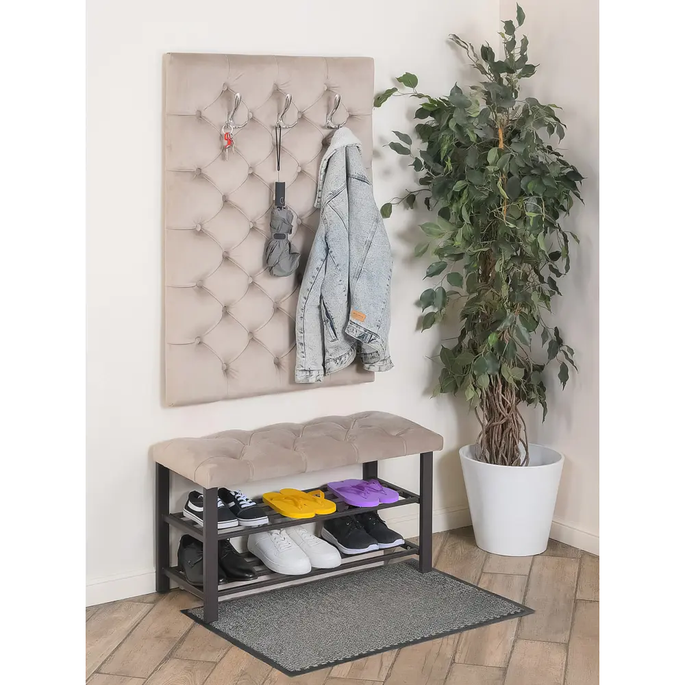 Фото Подставка для обуви Обивка 18 79x51x35 см 2 полки металл цвет капучино