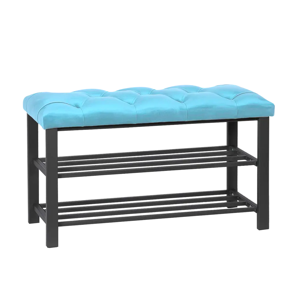 Фото 5 Обувница Обивка 18 86x51x35 см 2 полки металл цвет бирюзовый