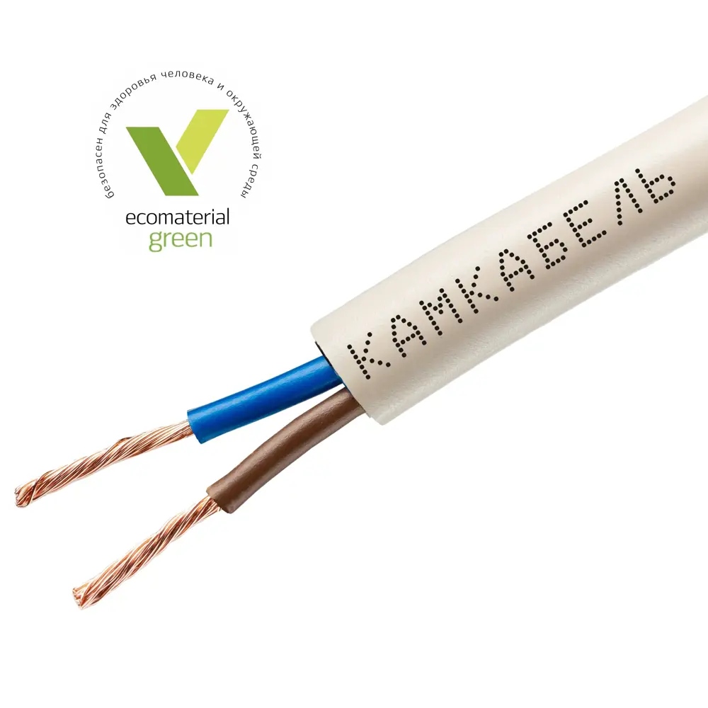 Фото 2 Провод Камкабель ПВС 2x0.75 50 м ГОСТ цвет белый Фото 2 Провод Камкабель ПВС 2x0.75 50 м ГОСТ цвет белый