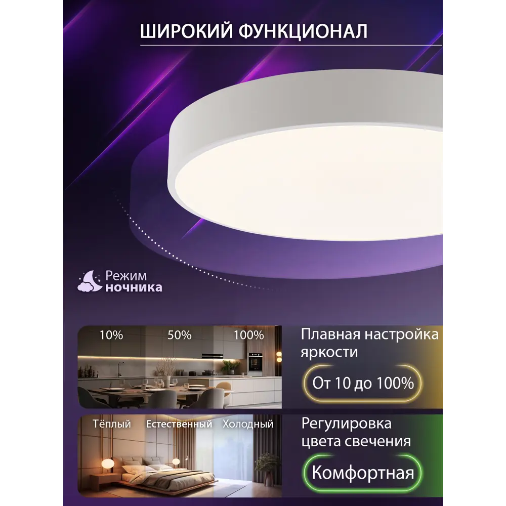 Фото 5 Люстра потолочная светодиодная Natali Kovaltseva Modern с пультом управления 22 м² регулируемый белый свет цвет белый Фото 5 Люстра потолочная светодиодная Natali Kovaltseva Modern с пультом управления 22 м² регулируемый белый свет цвет белый