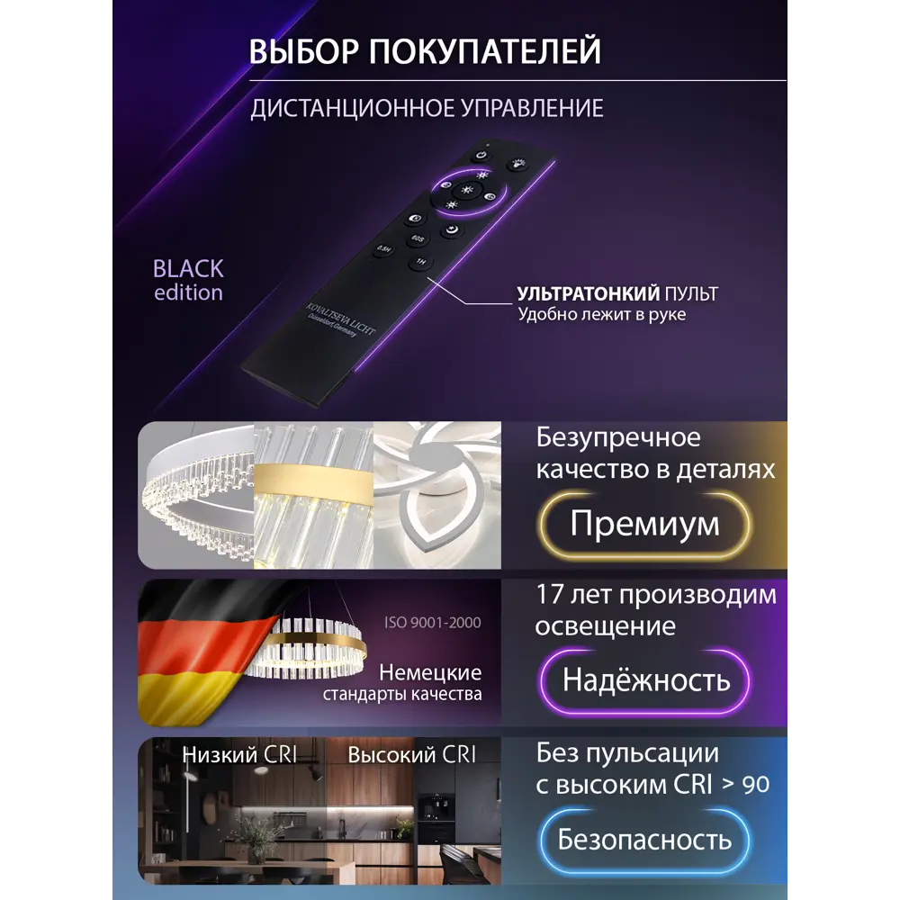 Фото Люстра потолочная светодиодная Natali Kovaltseva Finam с пультом управления 14 м² регулируемый белый свет цвет черный Фото Люстра потолочная светодиодная Natali Kovaltseva Finam с пультом управления 14 м² регулируемый белый свет цвет черный