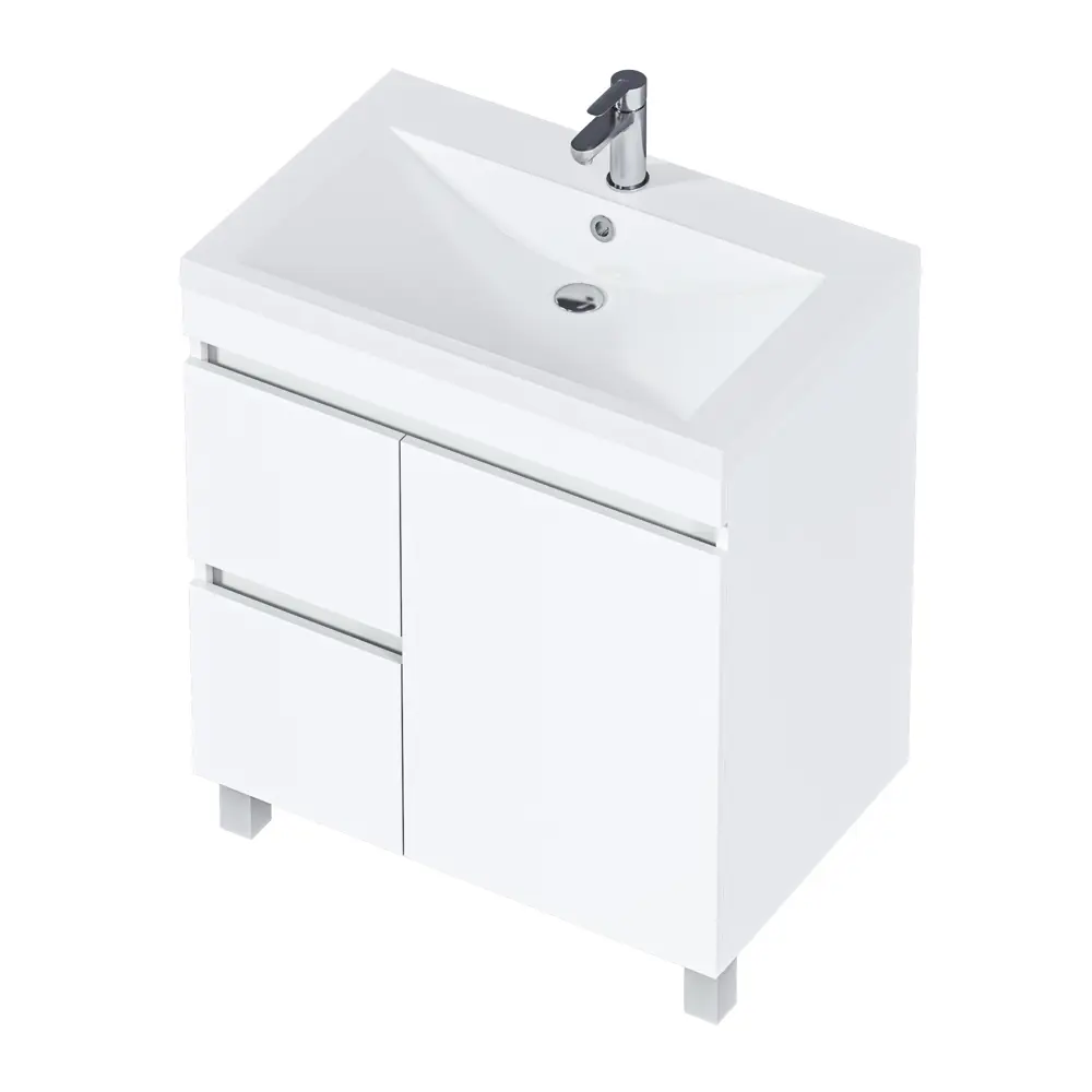 Фото 2 Тумба под раковину в ванную напольная 1Marka Cube 75 см цвет белый Фото 2 Тумба под раковину в ванную напольная 1Marka Cube 75 см цвет белый