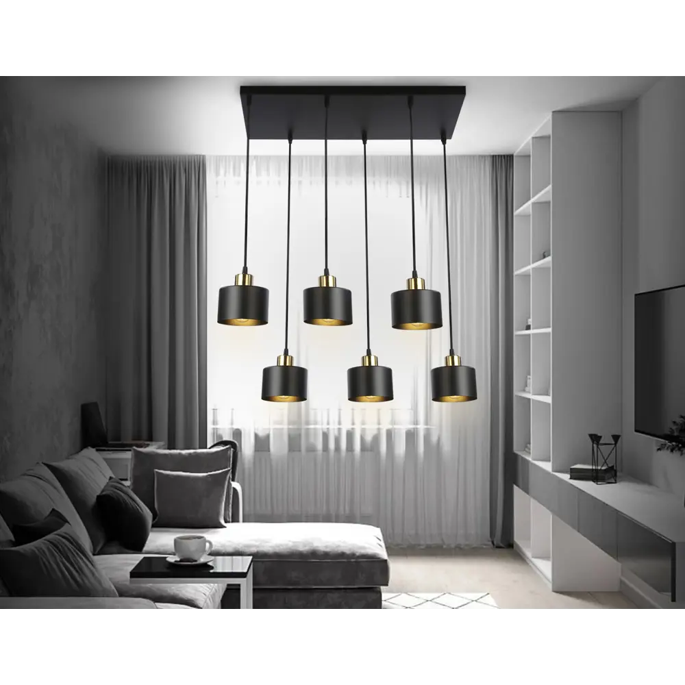 Фото Светильник подвесной AMBRELLA LIGHT TR8126 6 ламп 26 м² цвет черный/латунь Фото Светильник подвесной AMBRELLA LIGHT TR8126 6 ламп 26 м² цвет черный/латунь