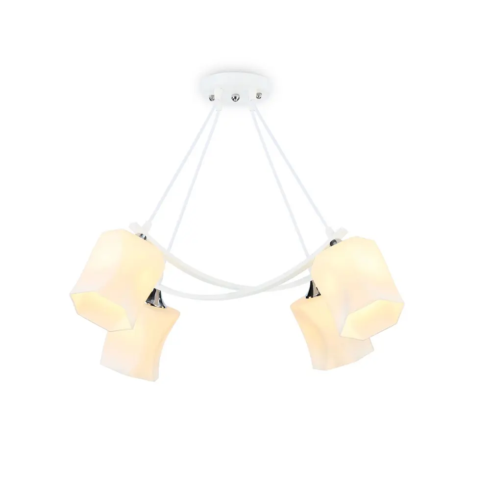 Фото Люстра подвесная AMBRELLA LIGHT TR303156 TRADITIONAL 4 лампы 18 м² цвет хром/белый Фото Люстра подвесная AMBRELLA LIGHT TR303156 TRADITIONAL 4 лампы 18 м² цвет хром/белый