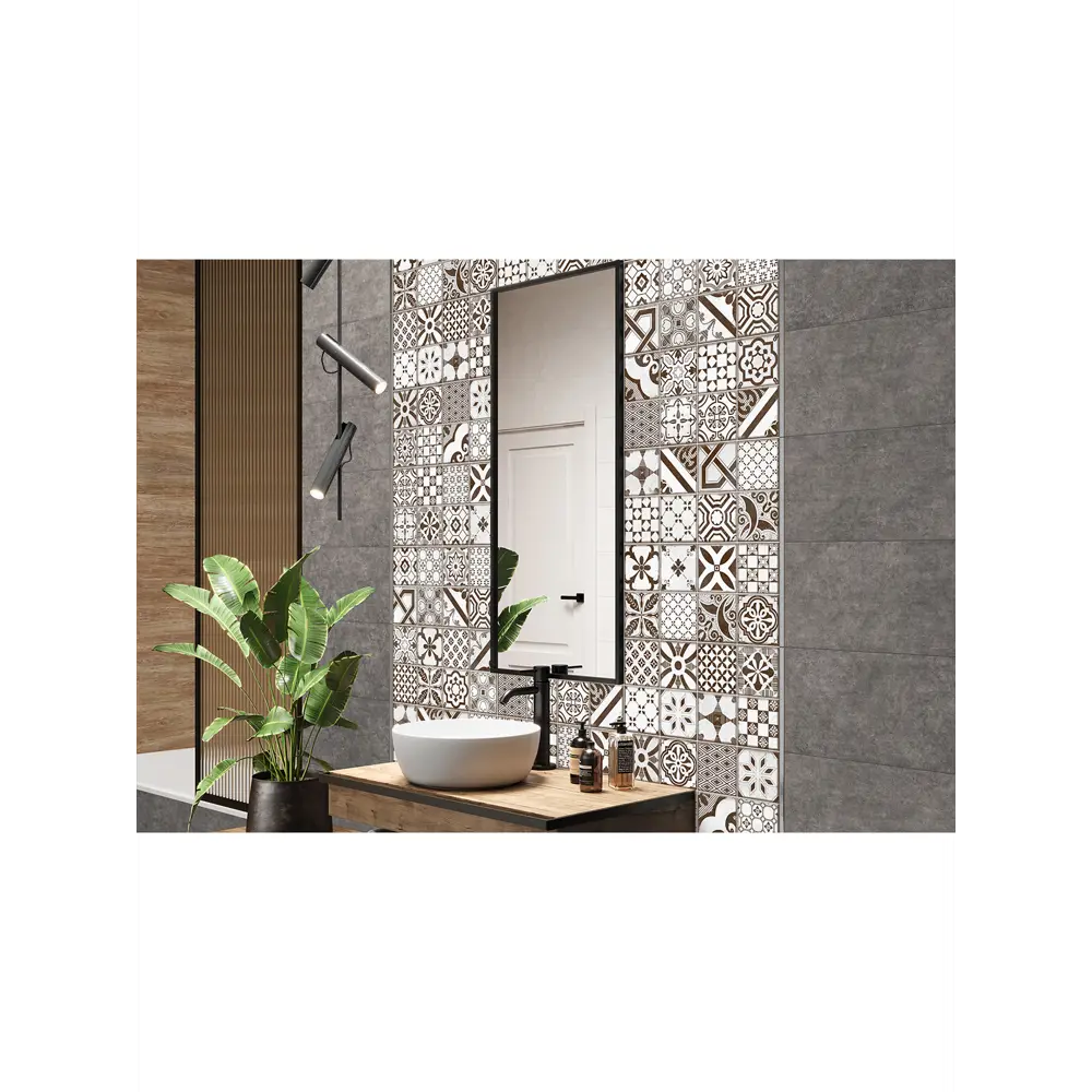 Фото Настенная плитка Alma ceramica Boho TWU2550BOH07 24.9x50см цвет серый Фото Настенная плитка Alma ceramica Boho TWU2550BOH07 24.9x50см цвет серый