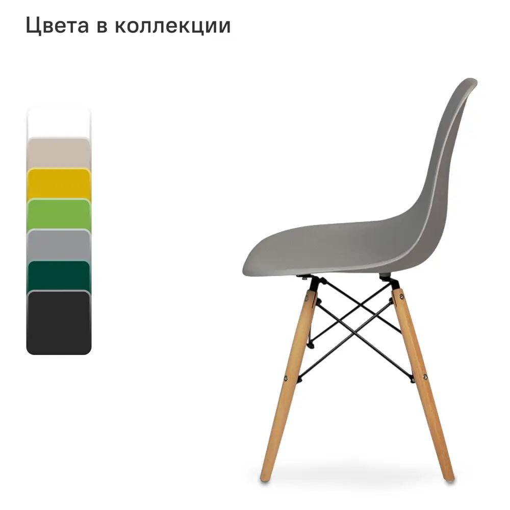 Фото 4 Стул Ridberg Eames 1208735 46x80x40 см abs-пластик цвет серый Фото 4 Стул Ridberg Eames 1208735 46x80x40 см abs-пластик цвет серый
