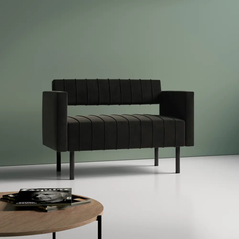 Фото Диван Salon tron Rain divan_rain_03 116x82x51 см велюр цвет черный Фото Диван Salon tron Rain divan_rain_03 116x82x51 см велюр цвет черный