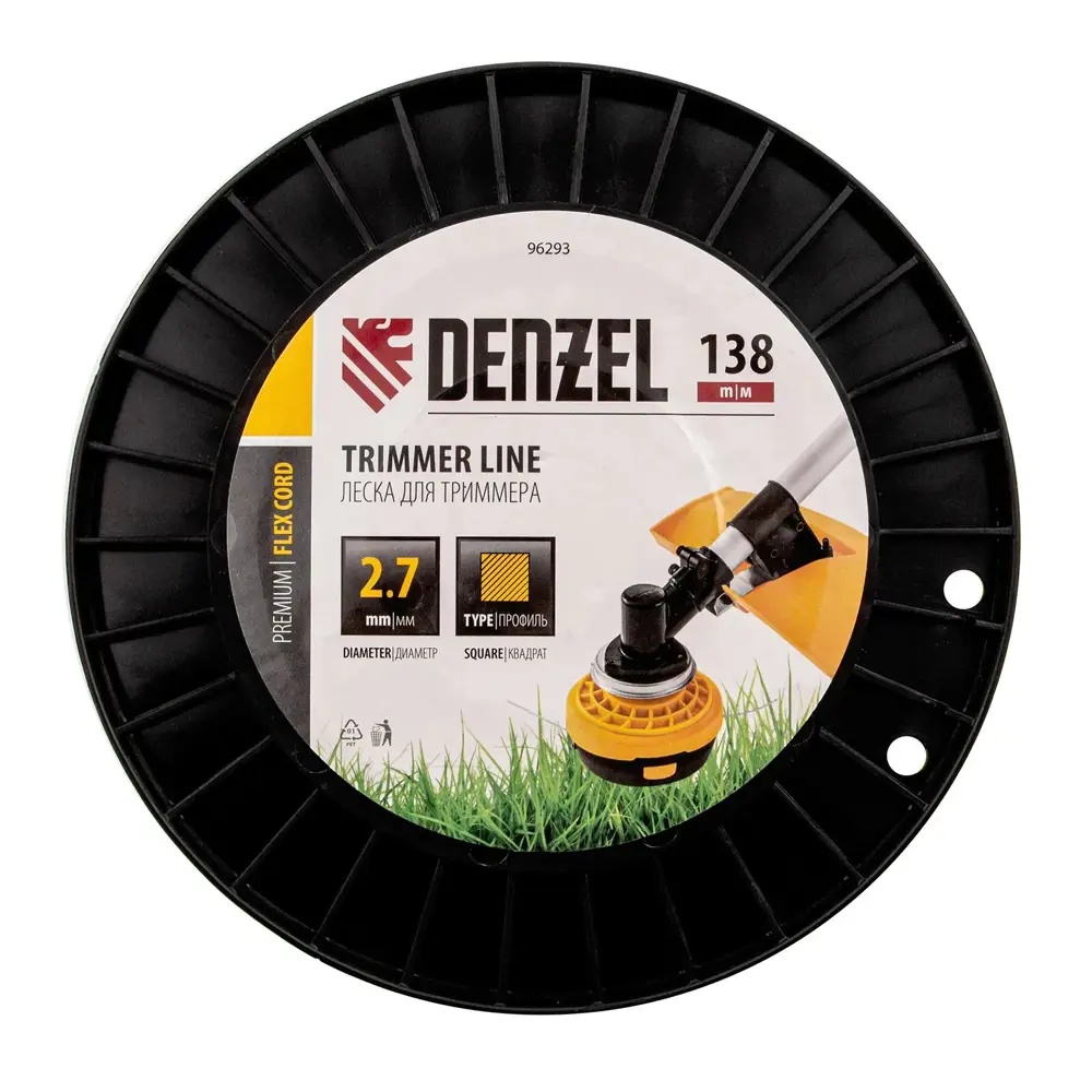 Фото 3 Леска для триммера Denzel квадрат 2.7м х 138м на Din катушке Flex Cord Фото 3 Леска для триммера Denzel квадрат 2.7м х 138м на Din катушке Flex Cord